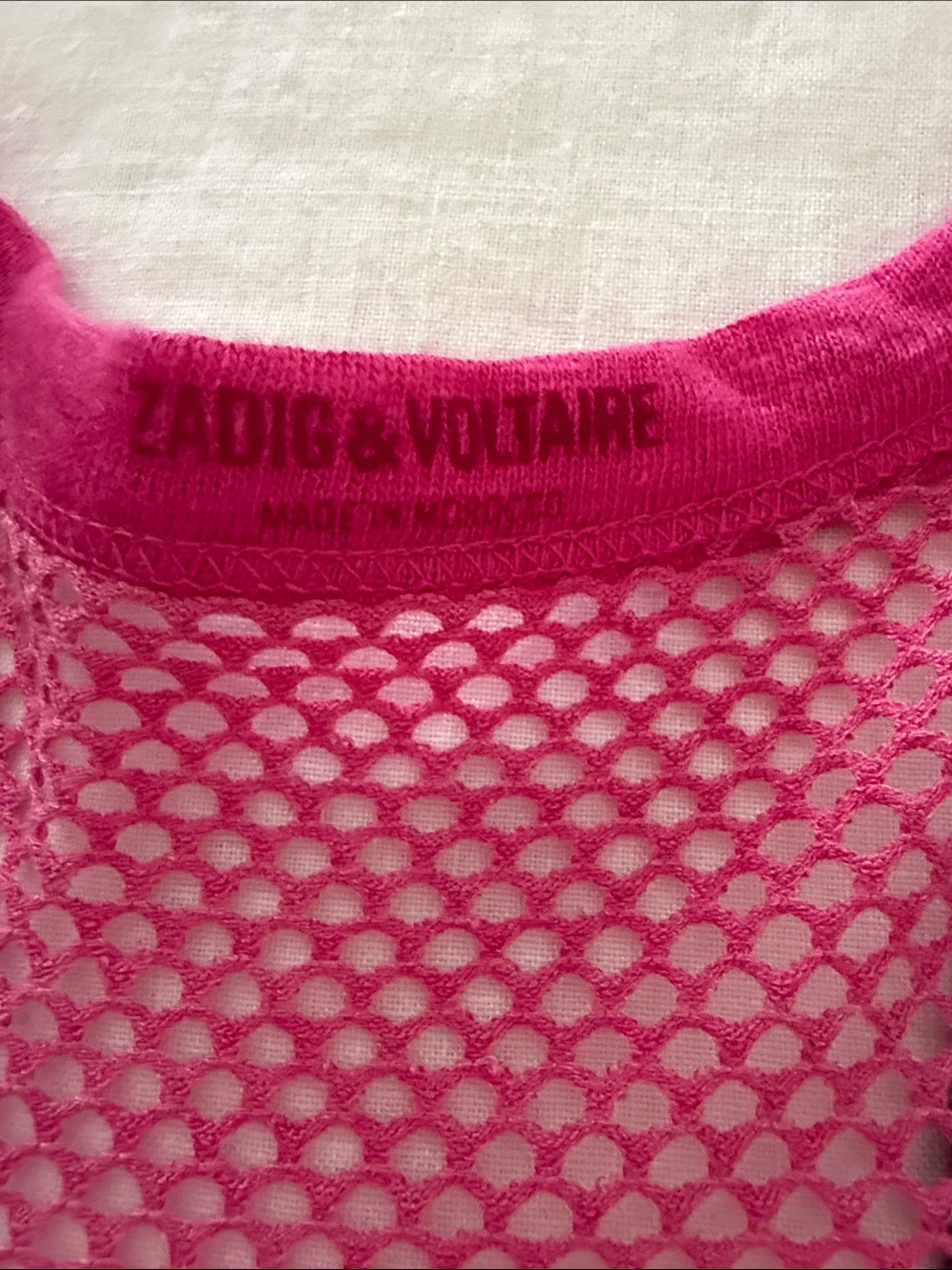 Zadig & Voltaire Hot Pink Mesh Fishnet  Tank  sz S - Picture 4 of 9